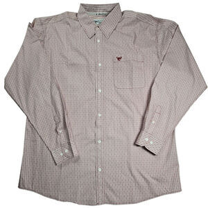 Cowboy Hardware Shirt Mens Sz XL‎ Red Bars White Background, EUC